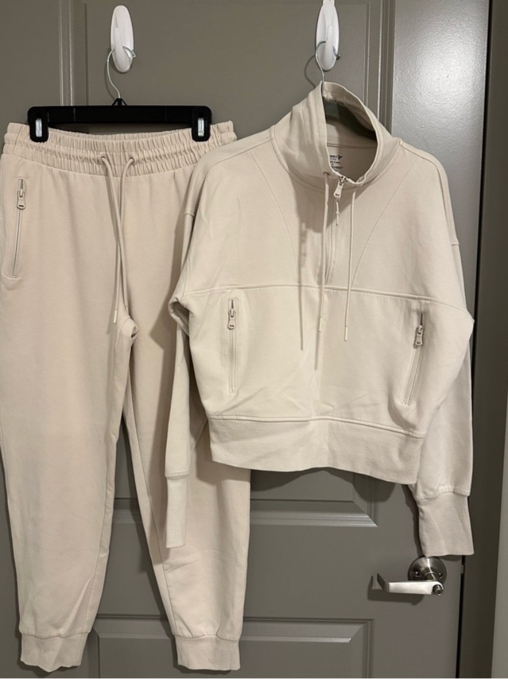 Old Navy Cream Half-Zip Sweatshirt and Joggers Set